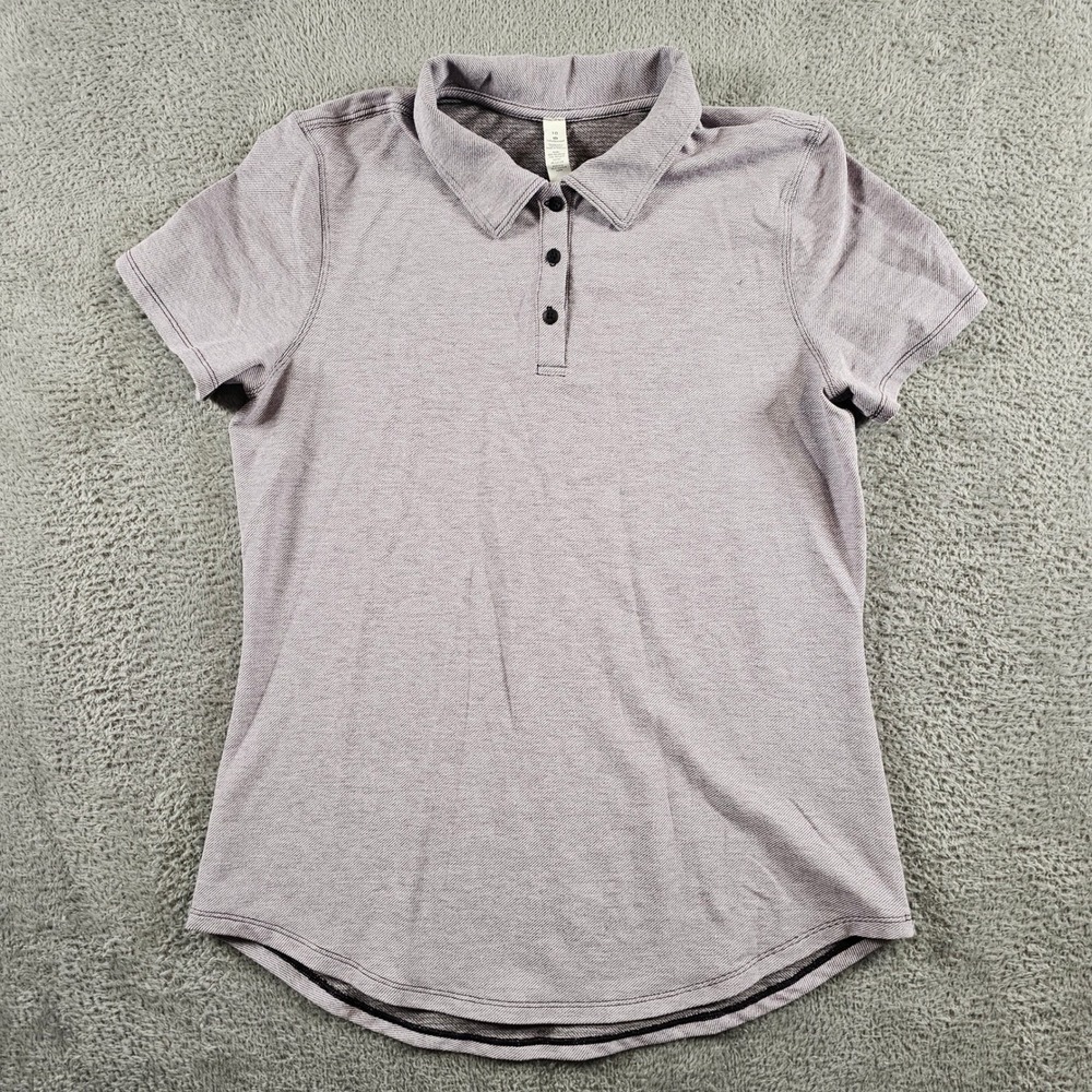Lululemon Short Sleeve Polo Shirt Mauve Purple Marl Size 10 Activewear Golf